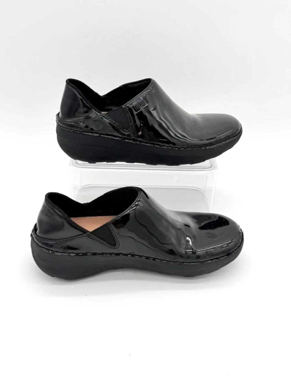 FitFlop Superloafer Black Patent Leather Comfort Clogs Shoes Loafers Womens 5